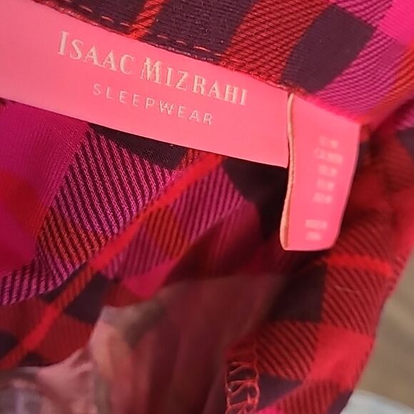 Isaac Mizrahi  sz M berry  pink long pj's  with button front collared top - Picture 5 of 10